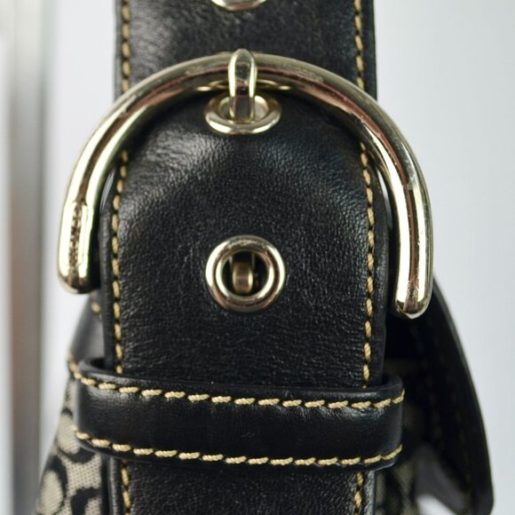 COACH 1463 SOHO Shoulder Bag Hand Bag Canvas Leather Signature Black HOBO Y2K - Picture 6 of 14